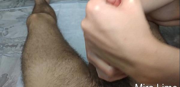  Closeup creampie and dripping cum from pussy after jerking and cock riding